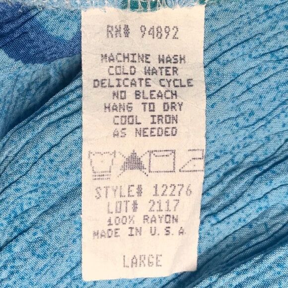 Vintage 90s Beachy Floral Retro Blue Coastal Summer Co-ord Set / Size: Large - Picture 5 of 7